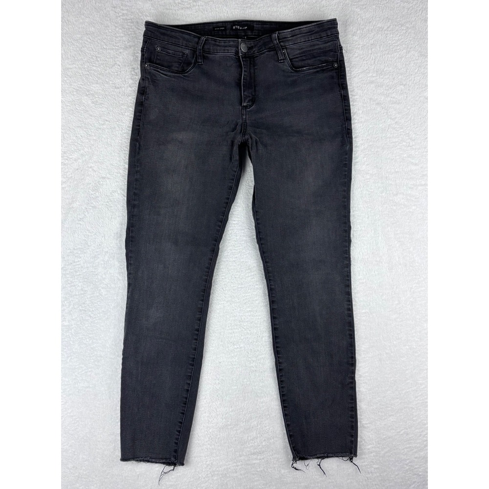 STS Blue Emma Crop Black Wash Denim Jeans Frayed Hem Stretch Womens‎ Size 32